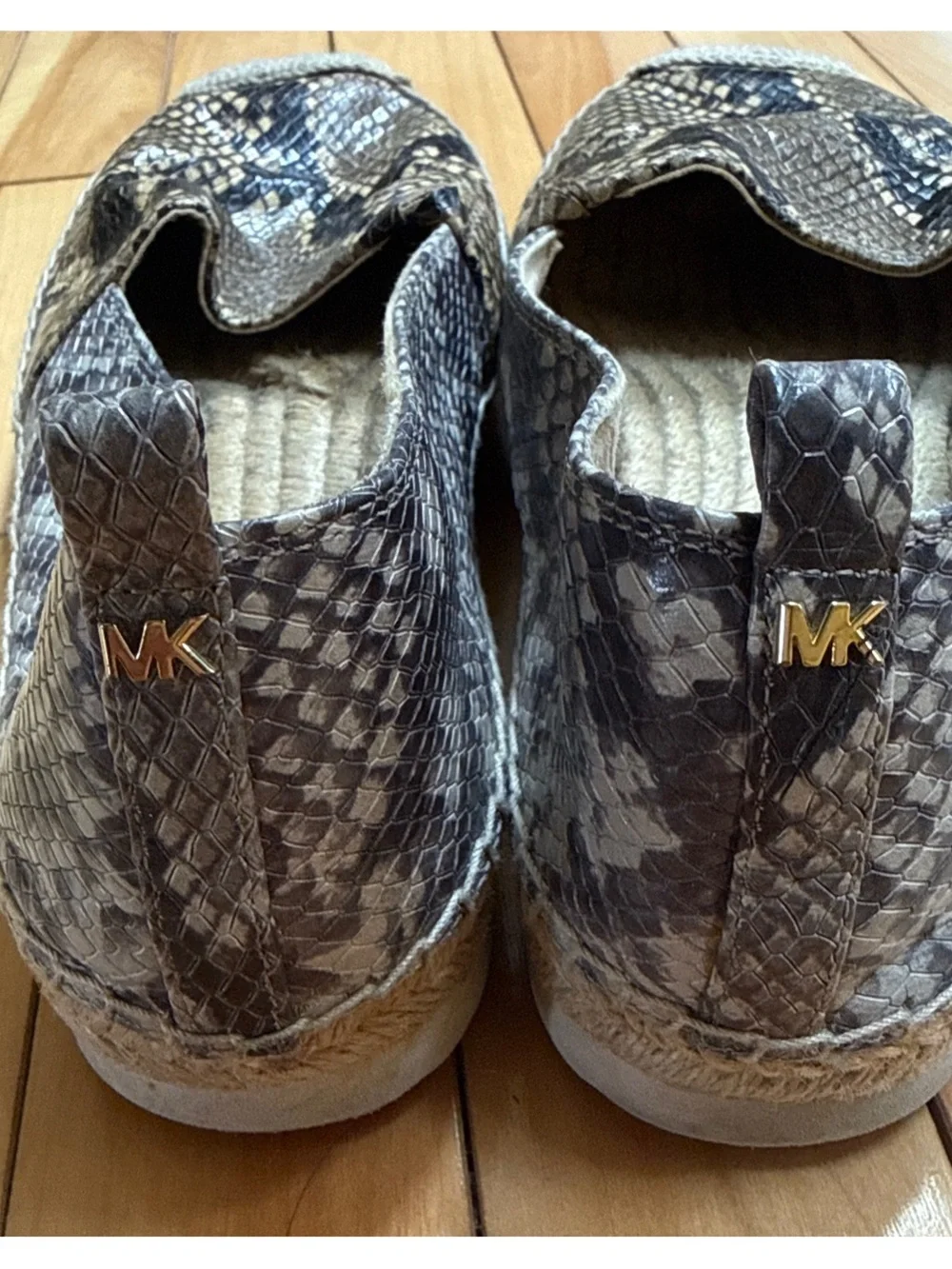 Snake Print Espadrille Flats - Neutral Python Pattern